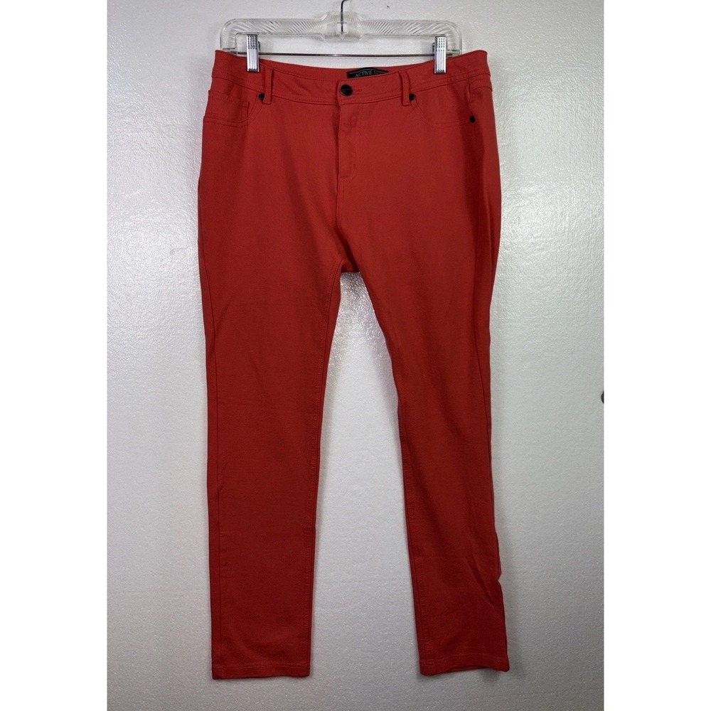 Active USA Stretch Skinny Jeans 1XL Womens Orange Ankle Straight Leg Zip